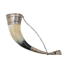 Antique Russian Silver Niello Horn Cup