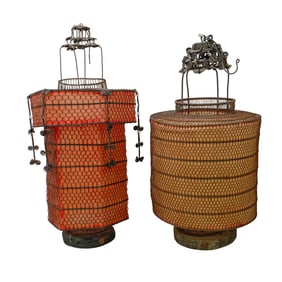 (2 Pc) Antique Chinese Garden Lanterns