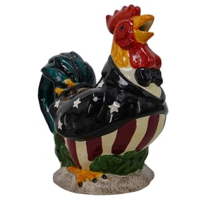 Vintage Figurative Glazed Porcelain Rooster Pitcher