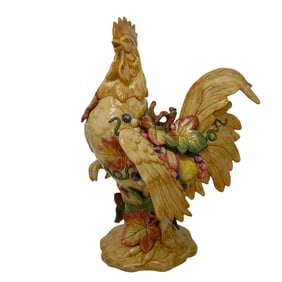Vintage Fitz & Floyd "Tuscan Villa" Large Rooster Glazed Ceramic Sculpture