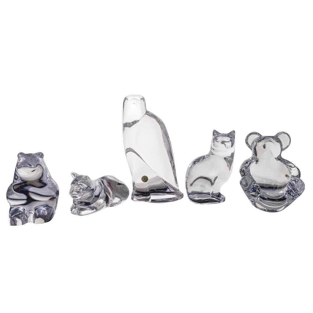 (5 Pc) Group of Orrefors, Steuben, Val St. Lambert Crystal Animal Figurines (1 of 12)