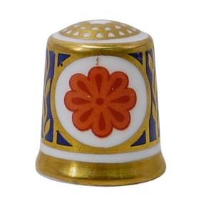 Royal Crown Derby 24 KT Gold Imari Porcelain Sewing Thimble