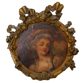 French Oil On Canvas Portrait Of Marie Antoinette
