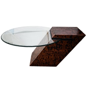 Modern Coppered Steel and Glass Coffee Table