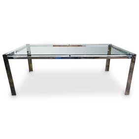 After L. Mies van der Rohe MCM Chrome and Glass Table