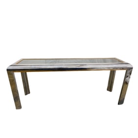 Mid-Century Chrome and Glass Console Table