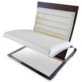 Italian Modern Brazilian Wood, Leather and Chrome Chair