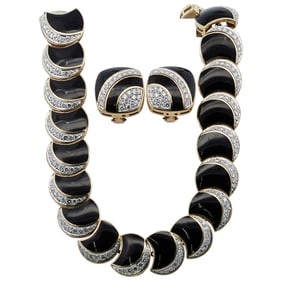 Tambetti 18k Gold Onyx and Diamond Jewelry Set