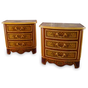 Pair of Italian Wood and Bronze Night Tables