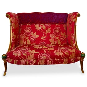 Italian Carved Wood Love Seat