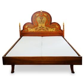 Italian Wood and Gilt Bronze Bed Frame