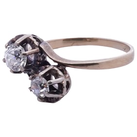 Vintage 14k Gold and Diamond Bypass Ring