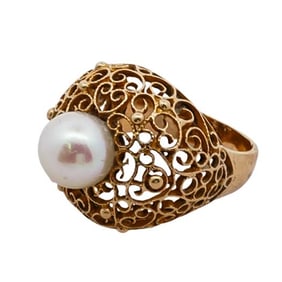 18k Gold Antique Pearl Ring