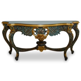 Italian Patinated and Gilt Wood Console Table