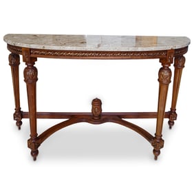 Italian Carved wood and Granite Top Console Table