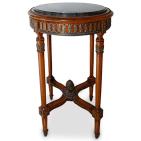 Antique Italian Carved Wood and Bronze Occasional Table
