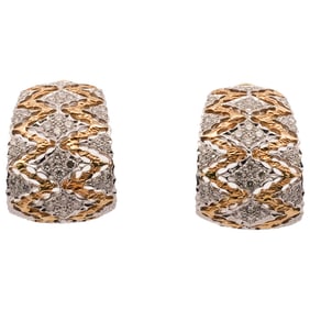 French 18k Gold and Diamond Earrings
