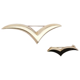 Pair Of Tiffany & Co. Elsa Peretti 18k Gold Pins