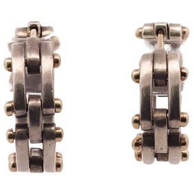 Pair of Tiffany Co. 18k Gold and Sterling Earrings
