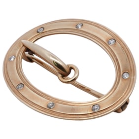 14k Gold and Diamond Buckle Brooch