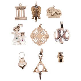 (9 Pc) Vintage 14k Gold Charms