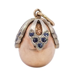 Russian Faberge 14k Gold Egg Pendant