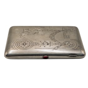 Russian Silver Engraved Cigarette Case