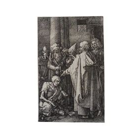 Albrecht Durer "Saint Peter & Saint John Healing A Cripple at the Gate of the Temple" Engraving
