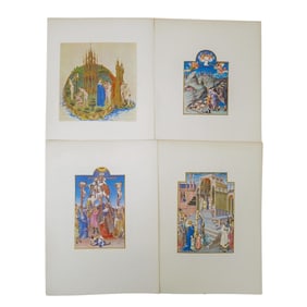(4 Pc) Limbourg Brothers (Dutch, 15th Cent.) Illuminated Manuscript