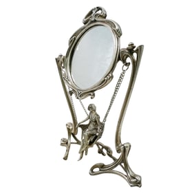 Silver Bronze Art Nouveau Swing Mirror