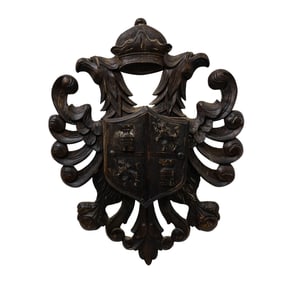 Renaissance Revival Carved Walnut Wood Shield