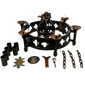 Wrought Iron Gothic Revival Chandelier