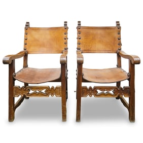Pair of 18th Century Spanish Renaissance Revival Chairs