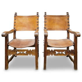 Pair of 18th Century Spanish Renaissance Revival Chairs (1 of 8)