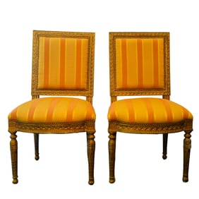 Pair of Antique Wooden Upholstered Chairs