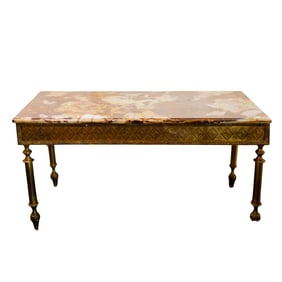 Antique Red Onyx and Copper Coffee table