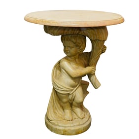 Carved Figural Marble Table