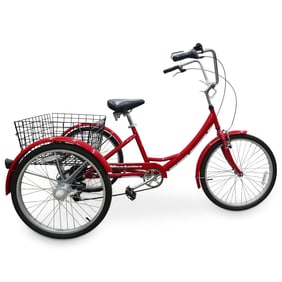 Manhattan Beach Cruiser Trike in Red with Basket