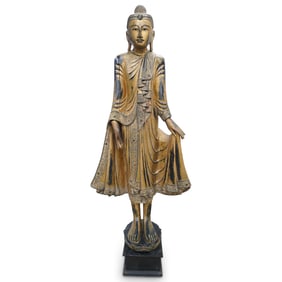 Large Carved Giltwood Buddha Statue