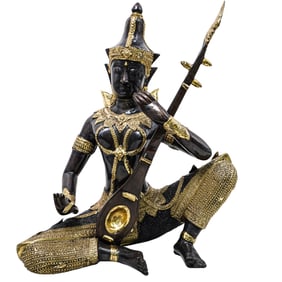 Thai Bronze Deity Figure with Lute/Sueng