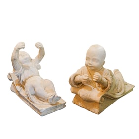 Pair of Chinoiserie Figural Plaster Corbels