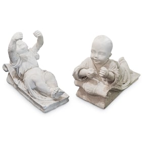Pair of Chinoiserie Figural Plaster Corbels