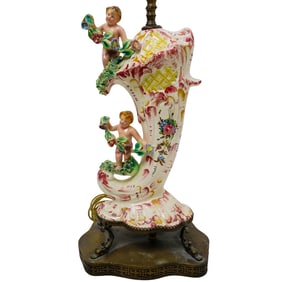 Italian Porcelain Cornucopia Porcelain Lamp