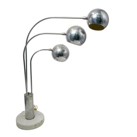 Mid Century Three Armed Chrome Table Lamp