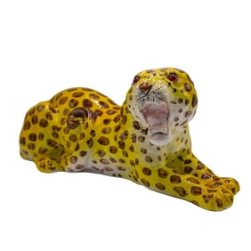 Vintage Italian Terra-Cotta Glazed Cheetah