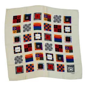 Vintage Chanel Scarf with Iconic Branding