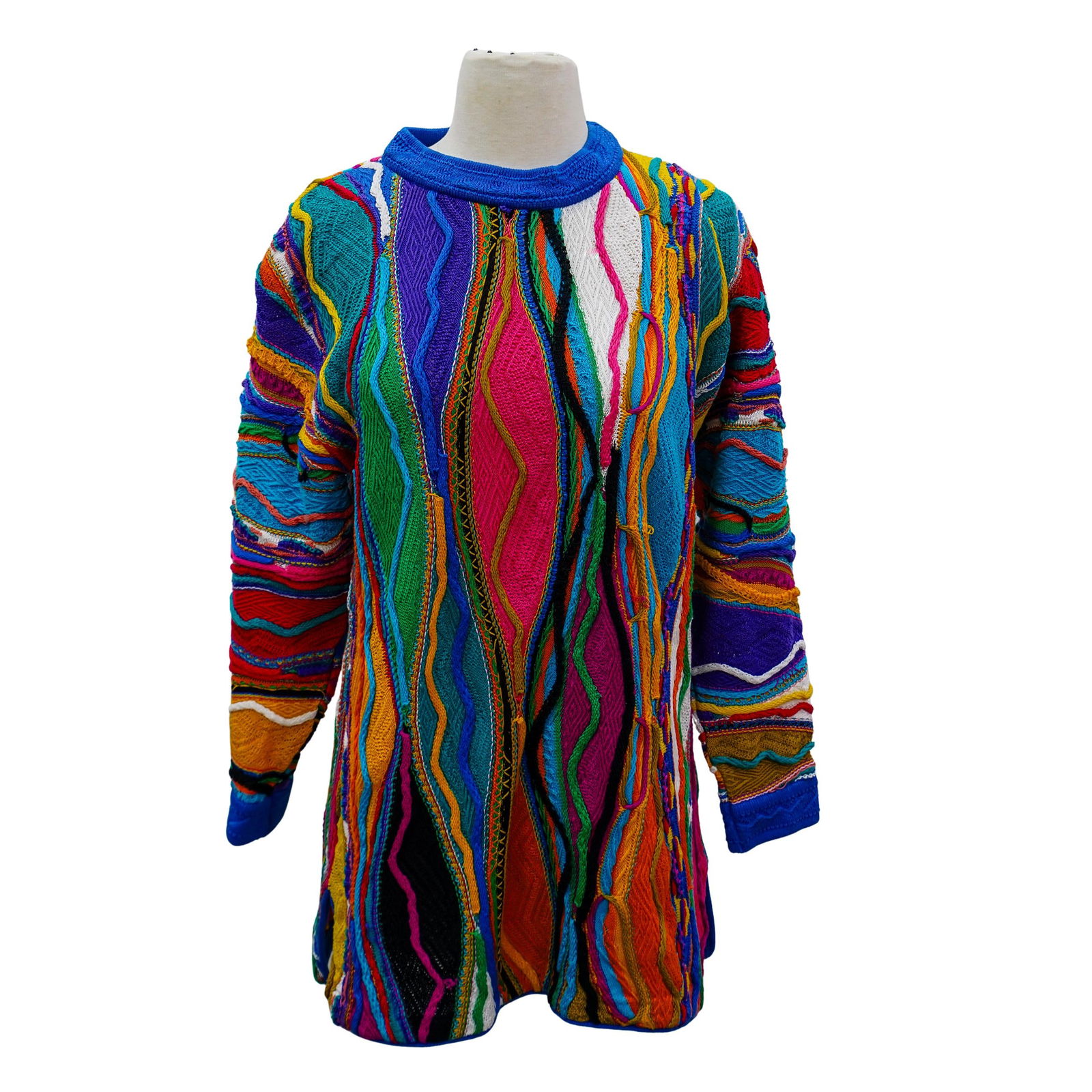 Women's Fit Vintage Coogi Sweater: Women's Fit Vintage Coogi SweaterLate 20th century, AustraliaVintage Coogi Australia sweater in a women's fit size S. 100% mercerized cotton construction in bright multicolor patterns.Overall L: 29&qu