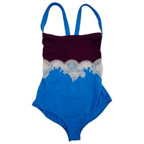 Valentino Lace Trim Colorblock Bodysuit