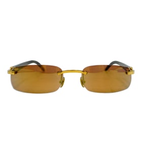 Vintage Cartier Gold Plated Sunglasses w/ Polished Horn