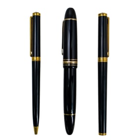 (3 Pc) Mont Blanc Gold Nib Pens with Leather Case